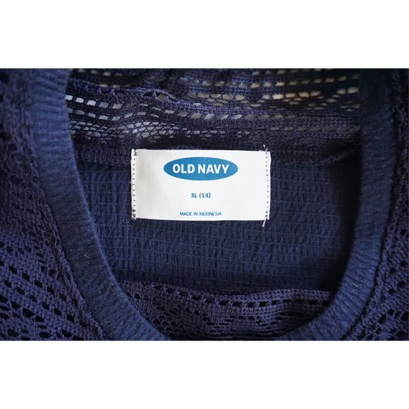 Old Navy Girl's Blue Lace Balloon-Sleeve Jersey Top - Size XL (14) - Picture 2 of 7